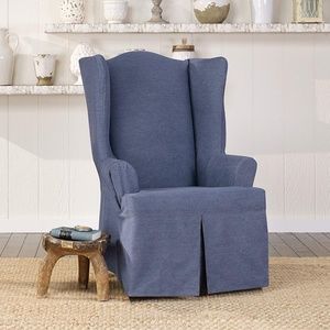 Surefit denim wingback chair slipcover